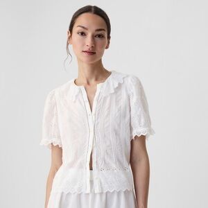 Gap x DOEN Cropped Eyelet Shirt, Large NWT